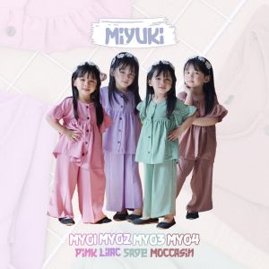 MIYUKI - One Set Anak Perempuan Atas Bawah Lengan Pendek Ruffles Usia 1th sampai 6th Cey Airflow Terbaru Kekinian ori CuteKids bisa bayar ditempat