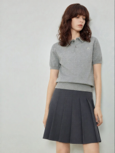 YAKEJIA | Elegant Smart Gray Short Sleeve Knitted Shirt