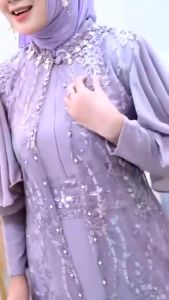 Ghina Set Inner + Outer Free Belt Matt Crinkle  Mix Brukat Gamis Maxy / Dress Outer Brukat Pesta Terbaru 2023 Green Sage Gamis Clarisa By Ghina Set Inner + Outer Free Belt Matt Ceruty Mix Brukat Gamis Maxy