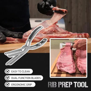 BBQ Rib Skinner Rib Membrane Remover Stainless Steel Tool Kitchen Grill Gadget for Rib Prep for Chef Easy Membrane Removal