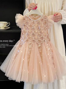 Pink Mermaid Glitter Tulle Princess Dress