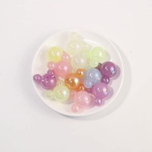 5pcs Acrylic Mickey Shaped Bead 33x28mm Plated Color Large Hole Loose Beads For Jewelry Making DIY Headrope Phone Chain Findings