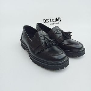Sepatu Loafers Pria Slip On Full Black-Penny Loafers Low Boot