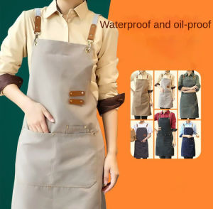 ผ้ากันเปื้อนครัวแบบหลายกระเป๋า ผ้ากันเปื้อน กาแฟ ผ้ากันเปื้อนยีนส์ เหมาะสำหรับร้านกาแฟ ห้องครัว กันเปื้อนทำงานครัว เอี้ยมกันเปื้อน
