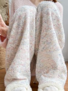 กางเกงขายาวทรงหลวมเอวสูงผ้าถักลายริบบิ้นสีสันสดใสสำหรับผู้หญิง กางเกงขายาวทรงหลวมสบายๆ ฤดูใบไม้ผลิและฤดูใบไม้ร่วง