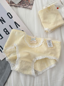 Pure Cotton Womens Underwear Sweet Bear Cartoon Design Breathable Mid-Waist Triangle Panties Student Mommy Comfortable Briefs