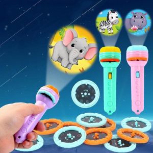 Đồ chơi đèn pin chiếu hình 10 chủ đề 80 hình ngộ nghĩnh nhập khẩu đèn chiếu hình 3D giúp nhận biết giáo dục cho bé