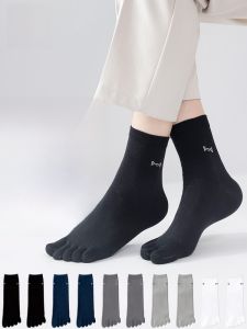 Miiow | Mens Pure Cotton Five-Finger Socks Breathable Mid-Calf Summer Anti-Odor Anti-Fungal Thin Cotton Sports Socks For Spring Summer