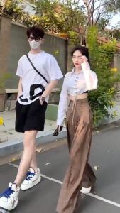 Quần ống rộng{ LƯU Ý ỐNG RẤT RỘNG} nữ cạp khoá lưng cao-TNS