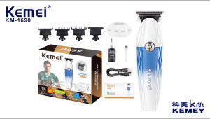 Kemei Km-1690 3V 10W 1600mAh Quality Battery 7000RPM Motor Hair Trimmer Powder Metallurgy Blade 4 Adapters Over 2hr Hair Clipper