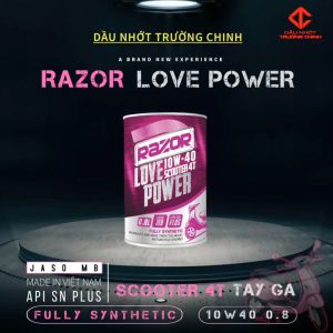 Thùng nhớt Razor Love Scooter 4T 10W40 SN Plus Tổng hợp 100% dành cho xe ga 800ML