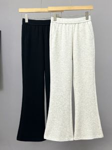 High Waist Flared Casual Loose Womens Pants Korean Style Commute Fashion Cotton Spring 2024 Nine Points Micro Flare Trousers