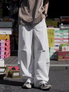 Retro Japanese Style Quick Dry Work Trousers Mens Summer Thin Paratrooper Pants American Fold Straight Casual Long Trousers