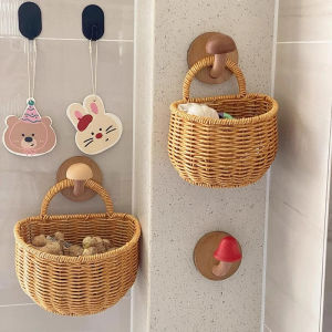 Kitchen Storage Basket For Herbs And Eggs Handheld Hangable Rattan Imitation