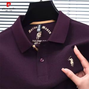 Áo Sơ Mi Nam Pierre Cardin Ngắn Tay Thêu Nguyên Chất 100% Cotton Vải Bông Bố Thời Trung Cổ Đô Thị Thời Trang Trang Phục Công Sở Thoải Mái