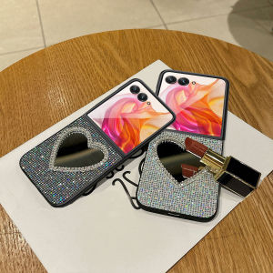 Luxury Heart Prealกระจกแต่งหน้าเคสโทรศัพท์สําหรับMotorola Razr 60 50 40 Ultra + 2024 + 2024 2025 แฟชั่นกันกระแทกปกหลัง
