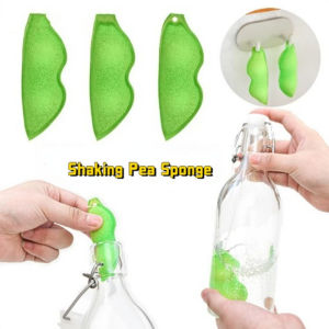 【On Sale】4Pcs Green Pea Shaped Washing Sponge Foam Rich Tableware Wiping Rag Reusable Bottle Cleaning Artifact