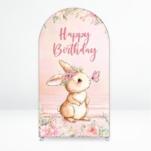 VIKAMA Cute Rabbit Theme Arch Backdrop Covers for Birthday Celebrations Themed Decorations Indoor/Outdoor Parties Baby Shower