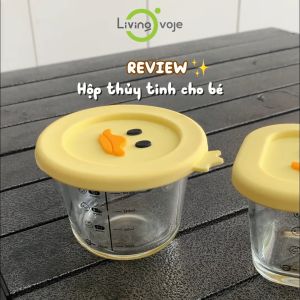 Hộp thủy tinh đựng thực phẩm 230ml LivingOvoje kèm nắp silicon hình vịt siêu đáng yêu