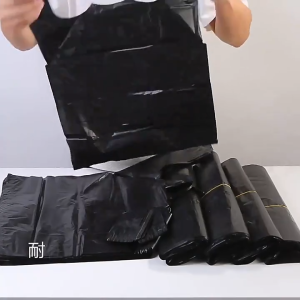 50PCS Black Garbage BagsThickened Vest Style Trash Bags With Handles For Home Kitchen WasteDisposable Plastic Bag