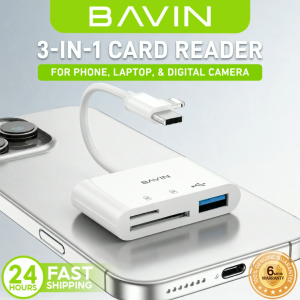 BAVIN O114 3-in-1 Memory SD Card Reader OTG Adapter iPh +Type-C to USB SD TF Card Slot for LaptopPhoneDigital Camera