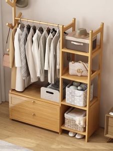LACCOHUG Bamboo Wardrobe 50/80/100CM Almari Pakaian Open Wardrobe Clothes Rack Closet Clothes Cabinet Bedroom 衣帽柜 衣橱柜