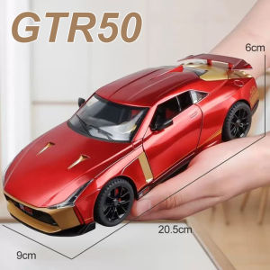 1:24 GTR50 R34 Miniature Model Toys Diecast Alloy Car Sound Light Pull Back Doors Opened Miniature Vehice Friends Birthday Gift
