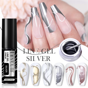 UR SUGAR LILYCUTE 5ml Metallic Line Gel Ultra-fine Brush Head French Line Graffiti Painting Metallic Mirror Effect  Gel Varnish