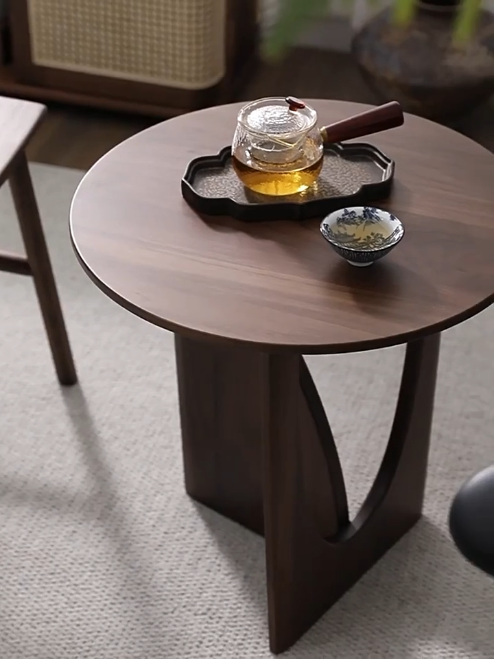 Modern Nordic Solid Wood Sofa Coffee Table Simple Small Apartment Bedside Round Table Household Tea Table Living Room