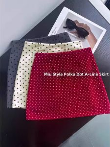 Dotted High Waist Slimming A-line Short Skirt