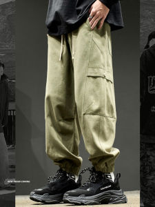 กางเกงทำงานทรงหลวมสไตล์อเมริกันสำหรับผู้ชาย กางเกงขายาวทรงหลวมสบายๆ ทรงยูนิฟอร์มฤดูใบไม้ผลิ กางเกงขายาวทรงทหารแบบยูนิเซ็กซ์