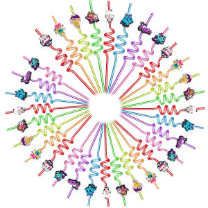 แก๊บบี้ ดอลล์เฮาส์ แคทส์หลอดดูดน้ำแบบใช้ซ้ำได้สำหรับเด็กของชำร่วยปาร์ตี้กลับไปที่โรงเรียนสำหรับเด็กคริสต์มาสสต็อกกิ้งฟิลเลอร์