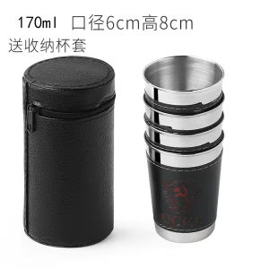 Stainless Steel Camping Cups Mini Portable Alcohol Glasses Outdoor Wild Camping Small Wine Cups Pack of 4 170ml