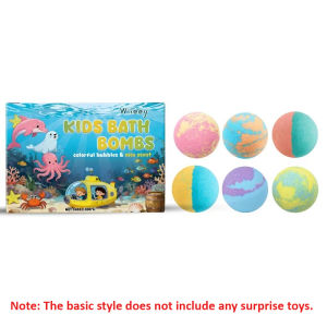 6-12PCS Bath Bombs Kids Bath Gift Ocean Bath Ball With Hidden Toys Sea Salt Flower Fruit Scented Bubble Ball Foot Bath Set