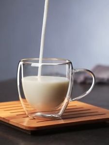 Double Wall Glass Cup Double Layer Mug Glass Tea Cup Transparent Coffee Mug Milk Cup with Handle Heat Resistant