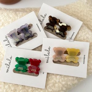 Cute Mini Bear Hair Clip Pure Color Small Size Korean Style Fresh out Fashion Hair Accessories for Girls under 30 Years Old