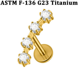 1PC Arc 3/4/6 CZ Opal Lip Stud Implant Titanium Inlaid Round Zirconia Labret 16G Internal Threaded Cartilage Helix Lobe Earring