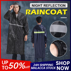 One-Piece Raincoat Motorcycle Long Rainwear Baju Hujan Panjang Motorbike Waterproof With Hoodie Reflective Strip Free-Size Raincoat 雨衣