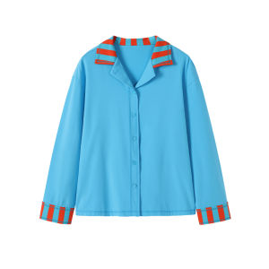 Ar Original Color Block Home Clothes Set Can Be Worn outside Men Women Striped Pyjamas New R Line Basic Line Pure Cotton Long Sleeve Shirt Style