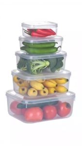 Set 5 Hộp lạnh bầu nhựa VIỆT NHẬT - Trong suốt có nắp - Đựng đồ ăn thực phẩm để tủ lạnh - 6685