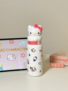 Hellokitty Insulated Stainless Steel Water Bottle Large Capacity Straight Drinking Cup for Students Women High Aesthetic Value