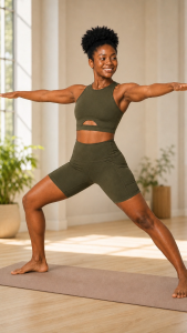 Womens Yoga Biker Shorts Set Exercise