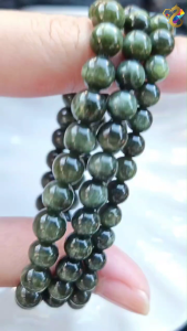 Collection Grade Natural Cat Eyes Green Actinolite Green Rutilated Bracelet