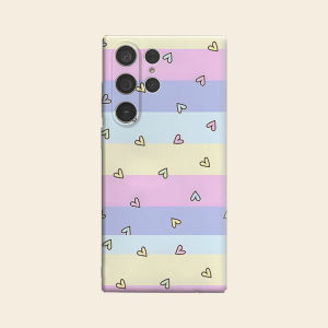 Pastel Heart Stripes Luxury Fashion Full Lens Protective Case for Samsung Galaxy S26 S25 S24 A56 A36 Plus Ultra