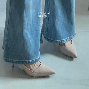 เรียบหรู สิทธิบัตรนิ้วเท้าชี้ฝรั่งเศส หนัง รองเท้าส้นสูงแบบสวมสําหรับผู้หญิง ฤดูใบไม้ร่วง ฤดูกาล ลำลอง รองเท้าแฟชั่น