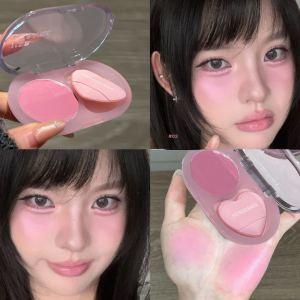 HERORANGE | HERORANGE Dewy Cream Blush Heart‑Shaped Puff Natural Expanding Rouge Brightening Cheek Contour Makeup for Daily Use