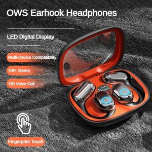 OWS Wireless Earphone Bluetooth5.3 Headphone Hifi Stereo Noise Reduction Led Display Headset Ear Hook Open Ear