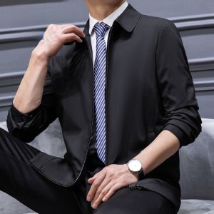 ROMON | Young Executive Mens Casual Business Administrative Jacket Lomei Spring Autumn New Style Zipper Closure Polyester Fiber