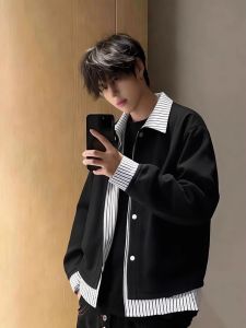 OUMULONG | Layered Baseball Style Hoodie Spring