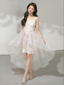 KEIKO | Two-Way Detachable Skirt Gradient Floral Fairy Dress